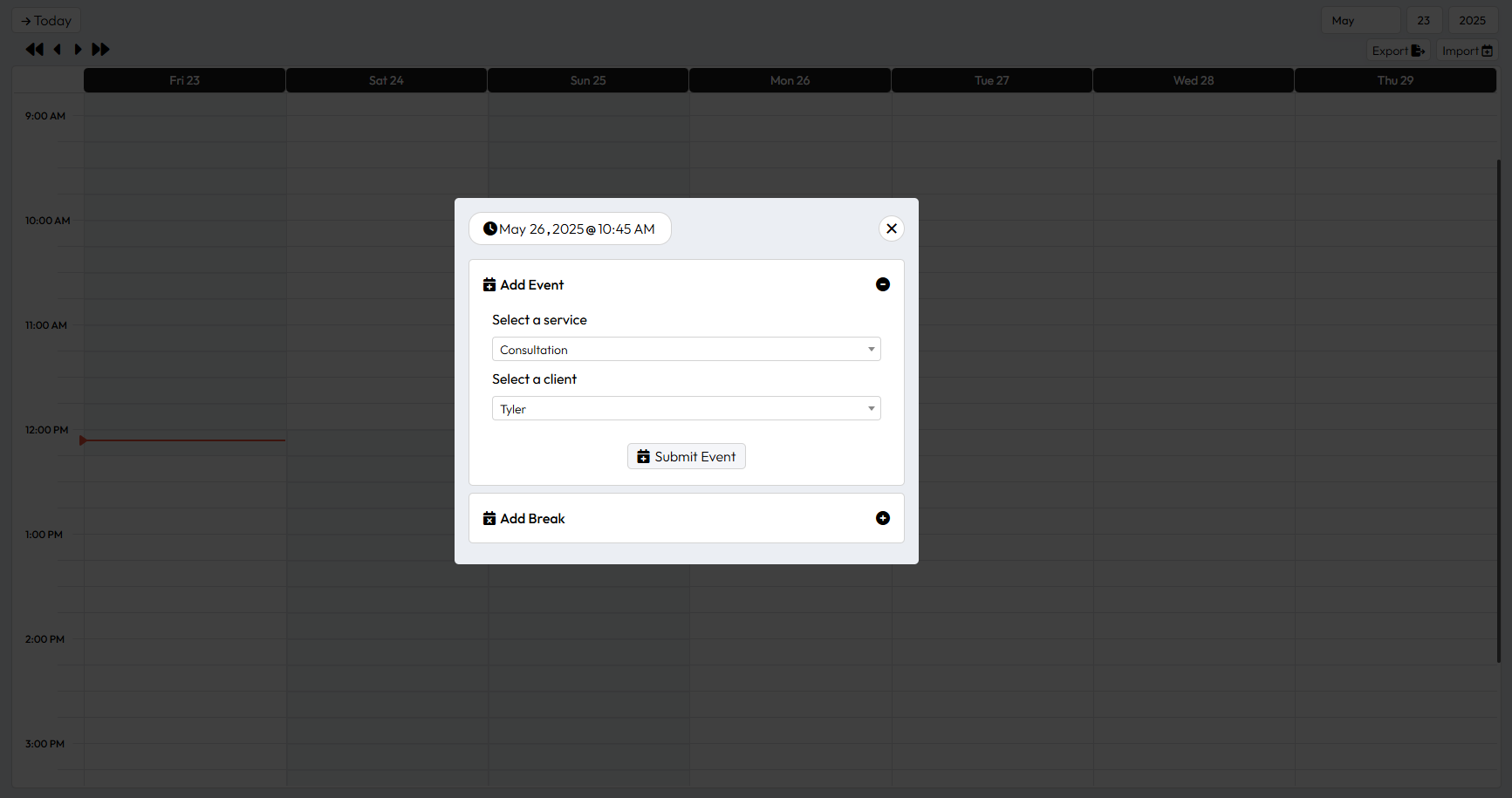 Add event interface